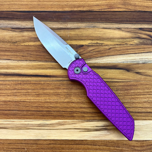Pro-Tech TR-3 Integrity 3.5" Folding Knife w/ Purple Relic Textured Aluminum Handle