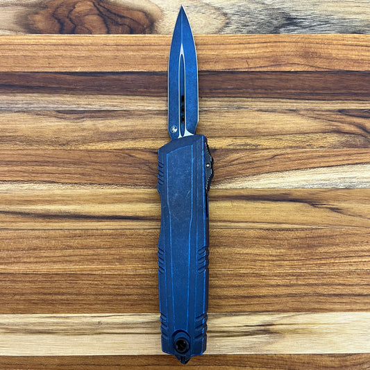 Microtech Luminary ZBP D/E 3.5" OTF w/ Weathered Blue Aluminum Handle