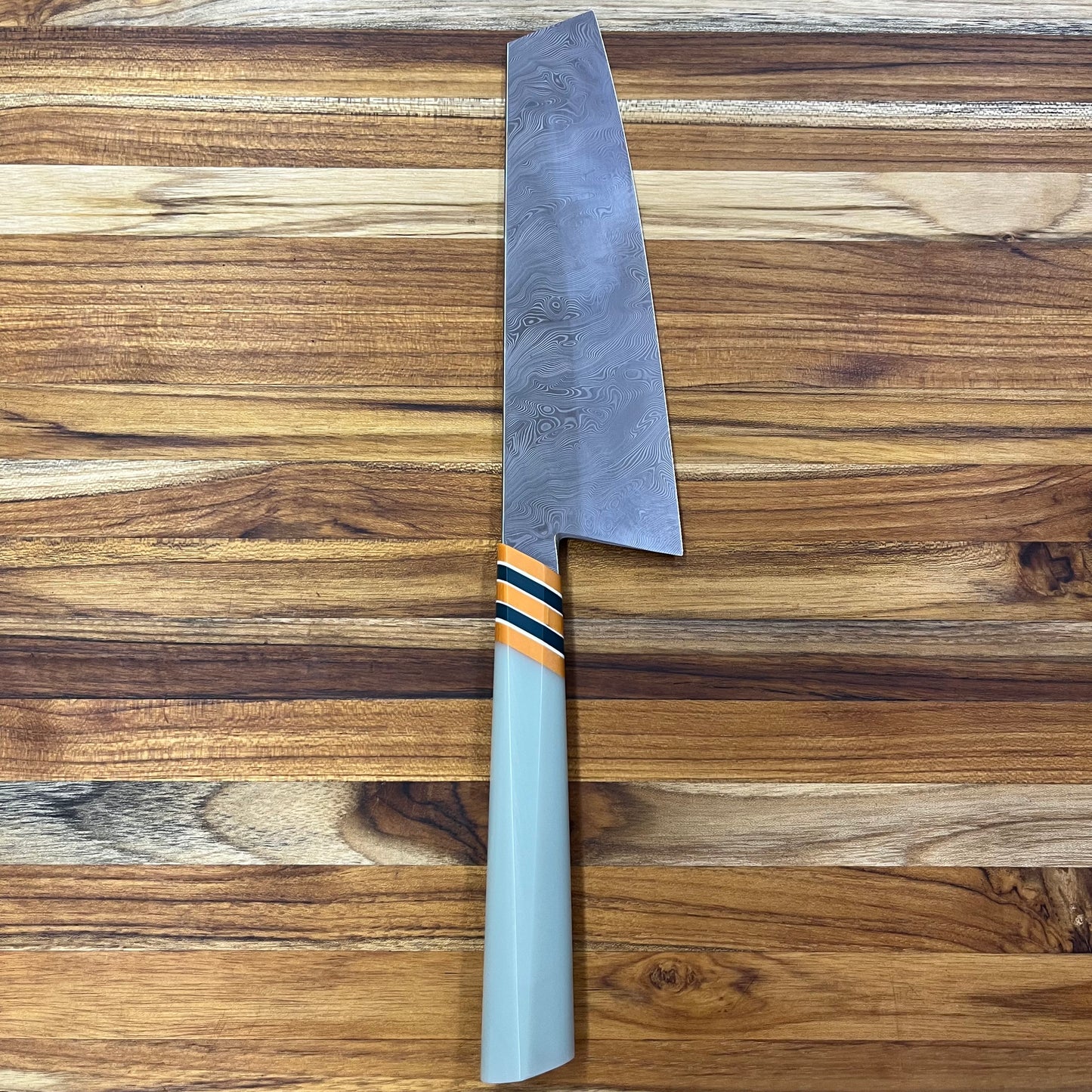 3rd Hill Customs 145mm (6") Damasteel Bunka w/ Sage Resin Handle