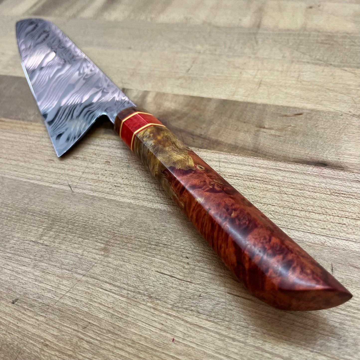 Baldwin Blades 210mm (8.25") Gyuto w/ Red & Orange Maple Burl Handle