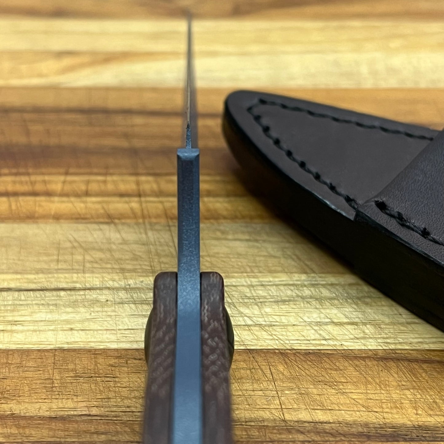 Benchmade Dacian 3.25" Fixed Blade w/ Brown Canvas Micarta Handle & Black Leather/Boltaron Sheath