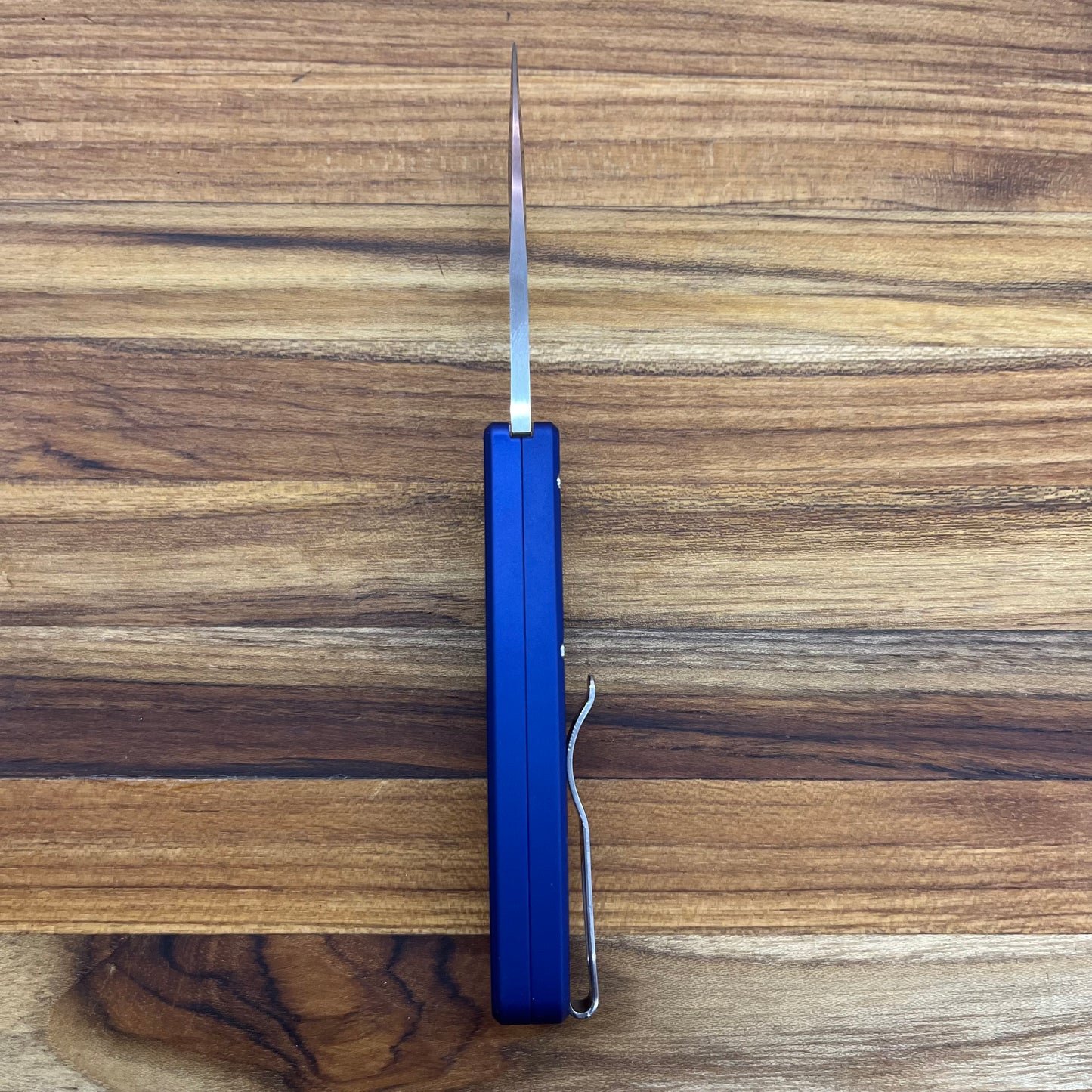 Pro-Tech Custom Duke 2 2.75" Auto w/ Mike Irie Grind & Navy Blue Aluminum Handle