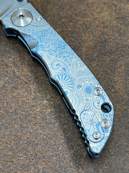 Spartan Blades SHF Custom 3.25" Folder Blue/Silver Paisley