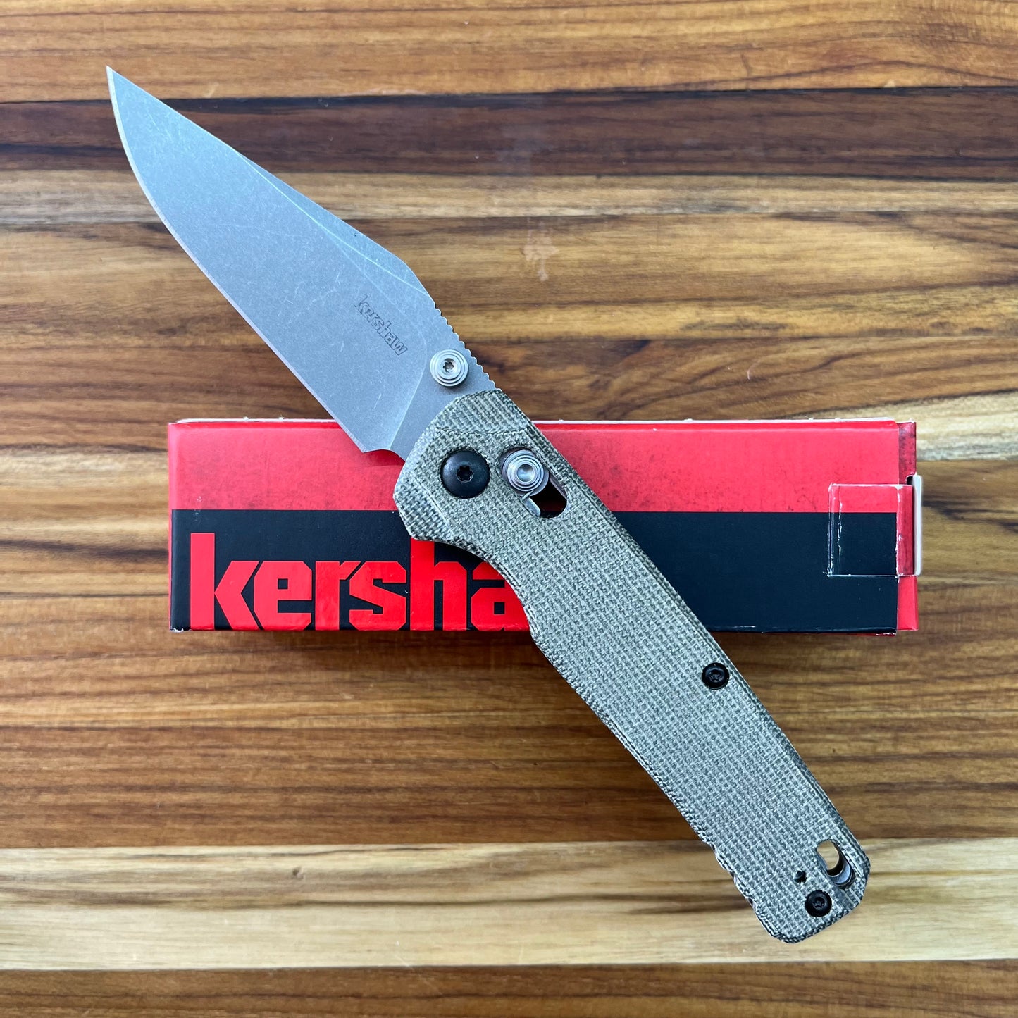 Kershaw Bel Air Clip Point 3" Folding Knife w/ Olive Canvas Micarta Handle