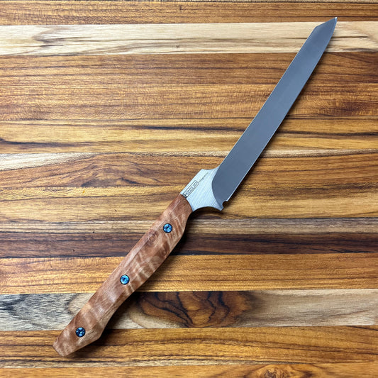 Meglio Semi-Custom 6" Satin Offset Boning Knife w/ Maple Handle