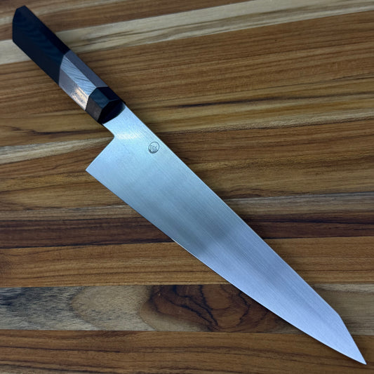 Enceladus Blade Show Custom 197mm (7.75") K-Tip Gyuto w/ G10 & Damasteel Handle