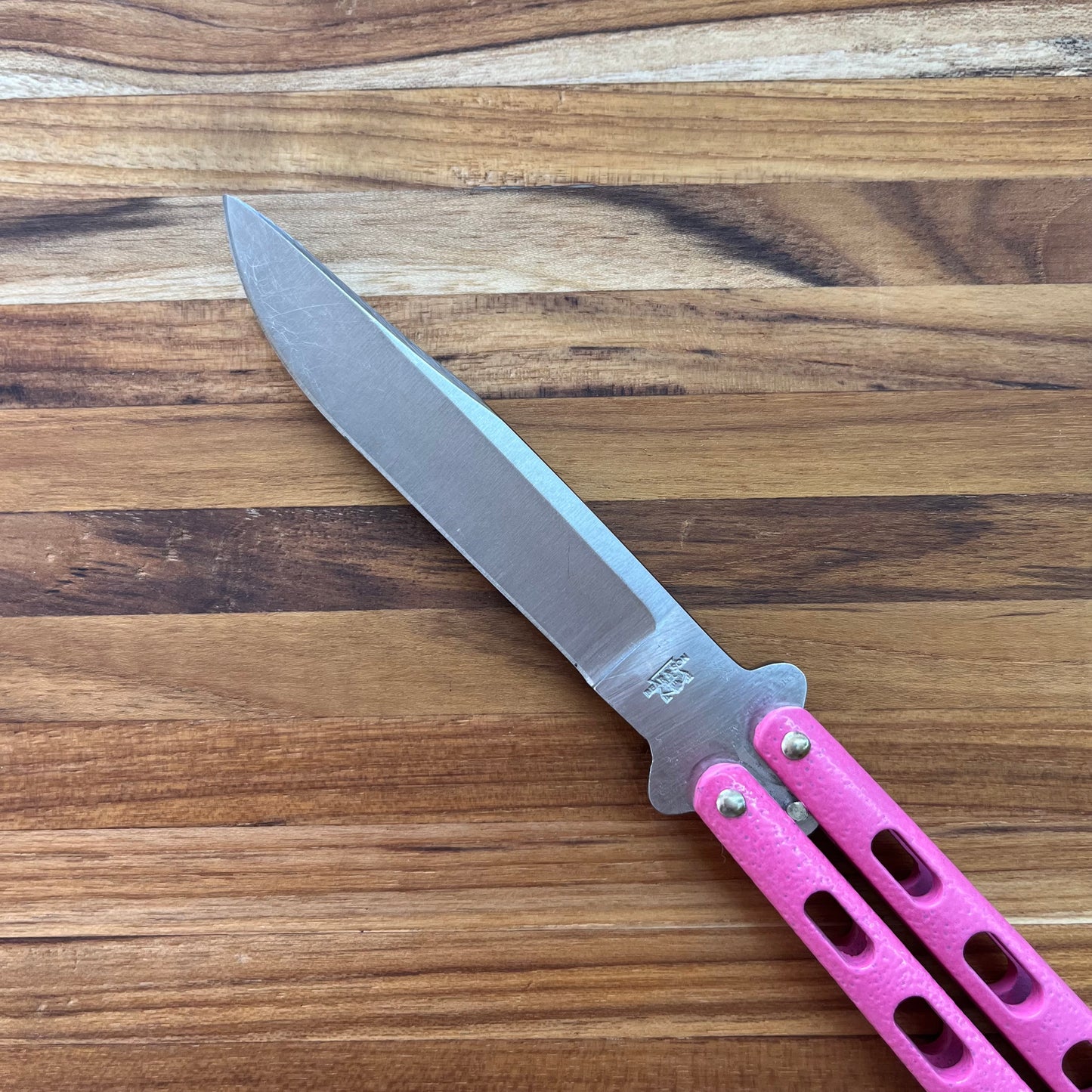 Bear & Son 3.5" Butterfly Knife w/ Pink Zinc Handle