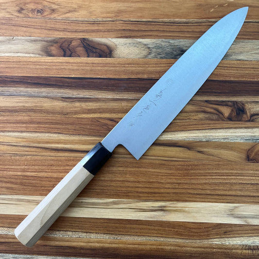 Kikuichi Kasumi Aoko Blue Carbon Damascus 240mm (9.5") Gyuto