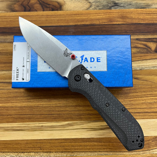Benchmade Freek 3.5" Folding Knife w/ Carbon Fiber Handle & Red Accents