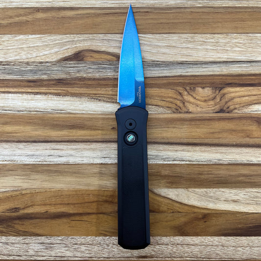 Pro-Tech Godson 3.15" Sapphire Auto w/ Deep Carry Black Aluminum & G10 Inlay Handle
