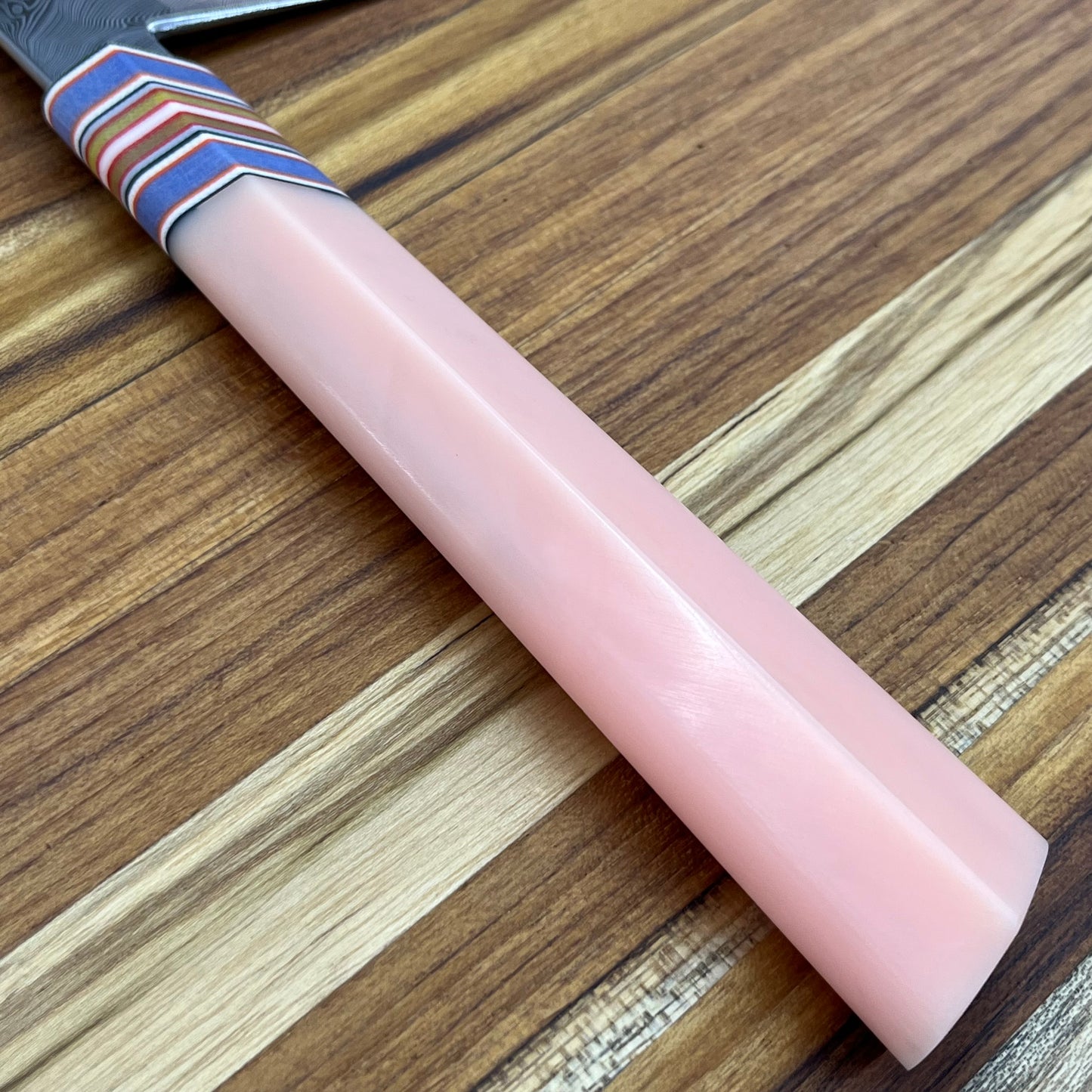 3rd Hill Customs 215mm (8.5") Damasteel Gyuto w/ Peach Resin Handle