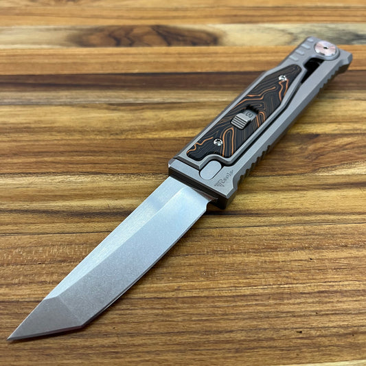 Reate EXO-M 3.25" Tanto Gravity Knife w/ Orange & Black Handle