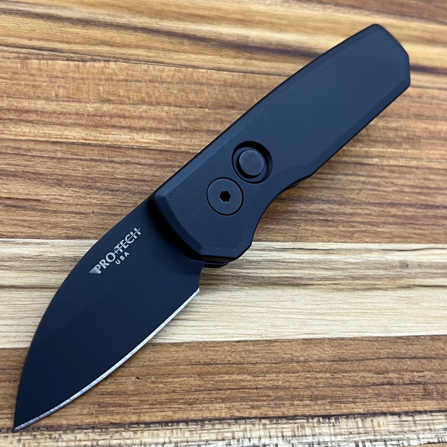 Pro-Tech Runt 5 2" All Black Auto Wharncliffe w/ Black Aluminum Handle