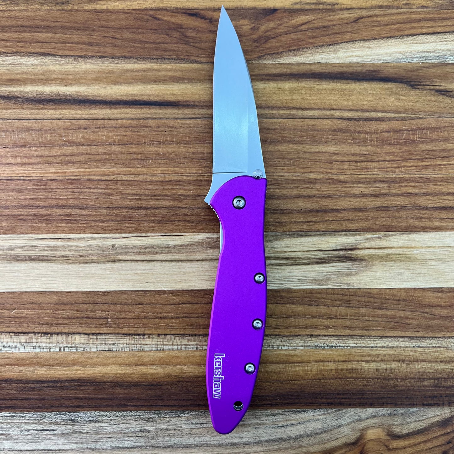 Kershaw Leek 3" Flipping Knife w/ Purple Aluminum Handle