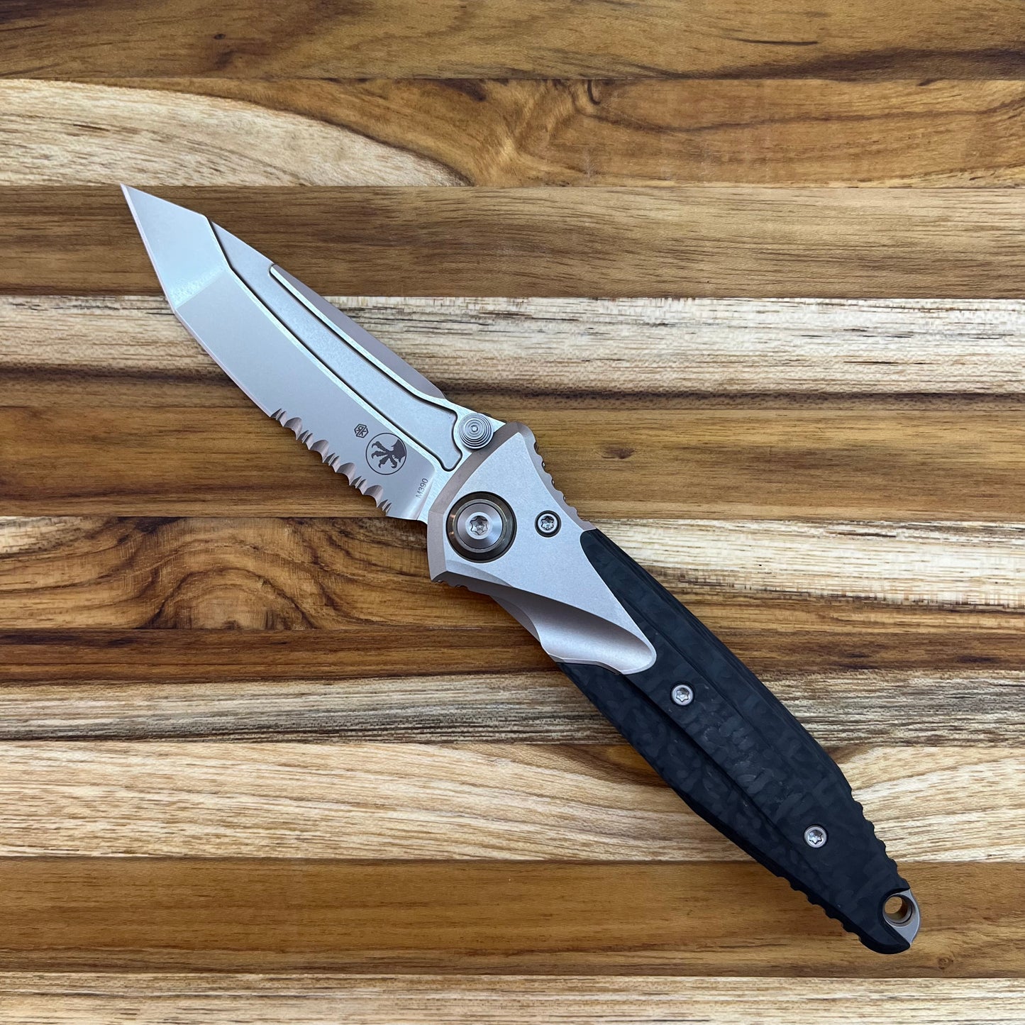 Microtech Socom Bravo Mini T/E 3.5" Bead Blast P/S Folding Knife w/ TI Pivot & Titanium/Carbon Fiber Handle