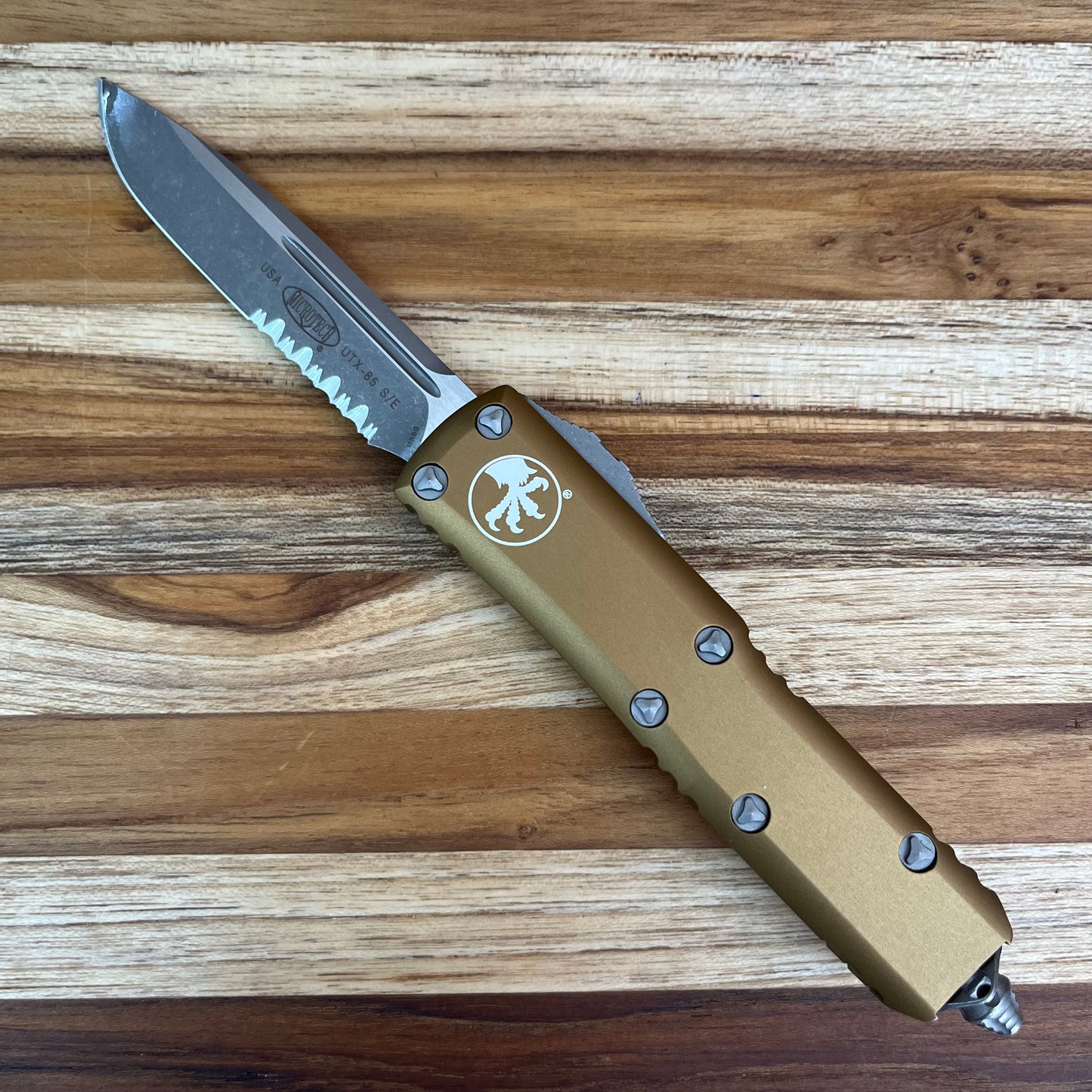 Microtech UTX-85 P/S 3" OTF w/ Tan Aluminum Handle