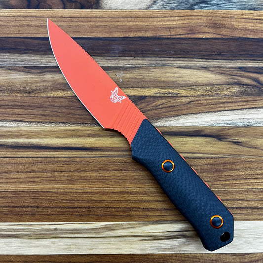 Benchmade Raghorn 4" Fixed Blade w/ Carbon Fiber Handle & Orange/Black Bolarton Sheath