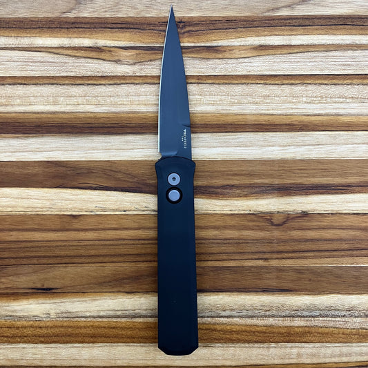 Pro-Tech Godfather 4" Auto w/ DLC Blade & Black Aluminum Handle