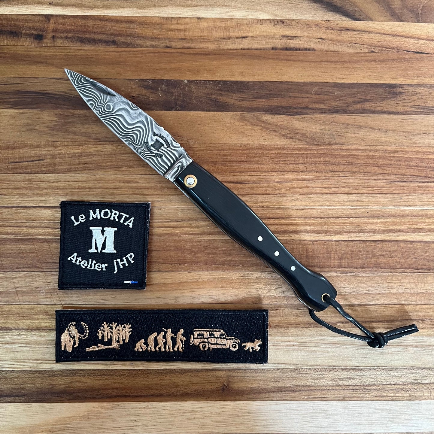 Le Morta Mini Solid 2.75" Folding Knife w/ Damascus Blade and Ivory Handle