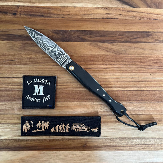 Le Morta Mini Solid 2.75" Folding Knife w/ Damascus Blade and Ivory Handle
