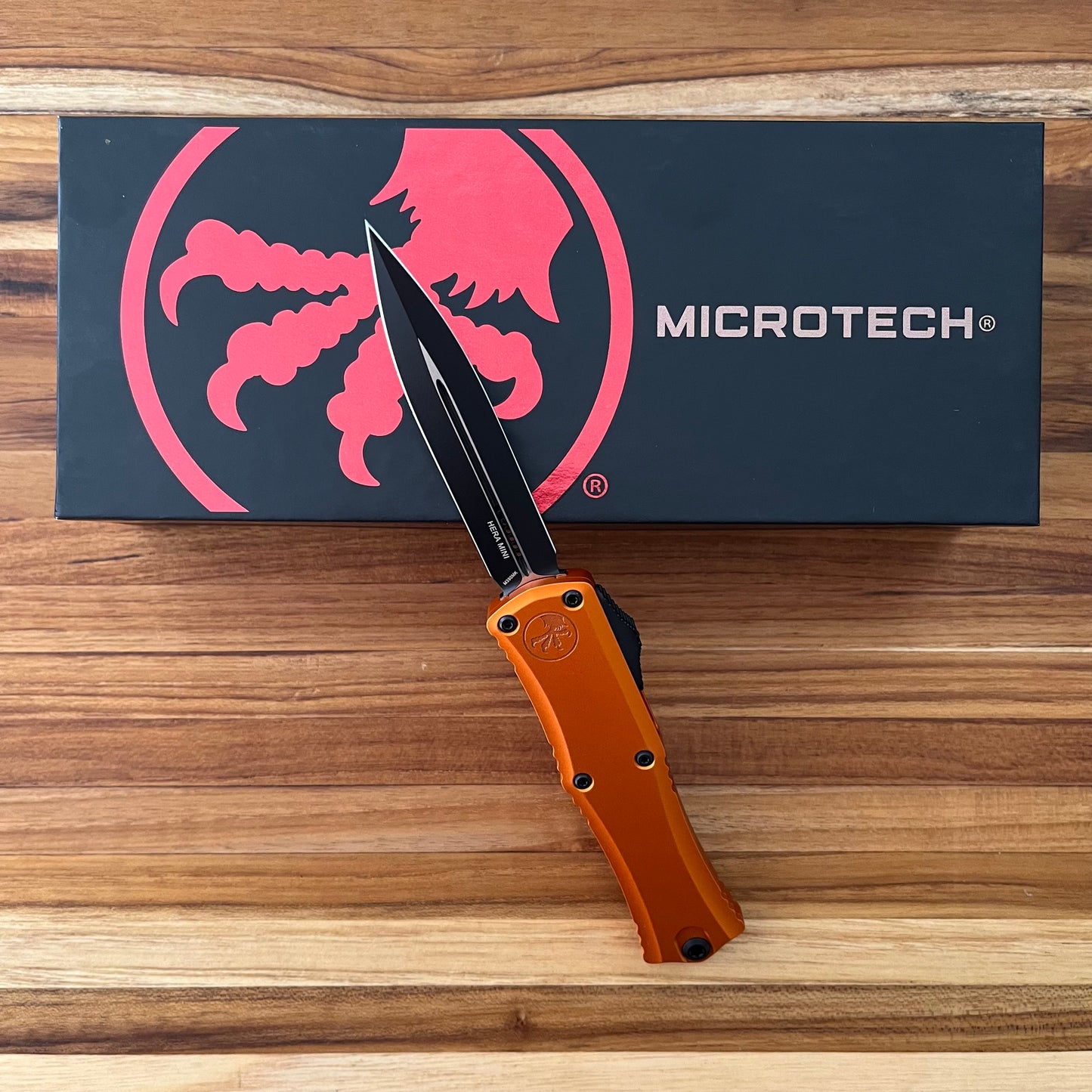 Microtech Mini Hera II 30th Anniversary D/E 3" OTF w/ Orange Aluminum Handle