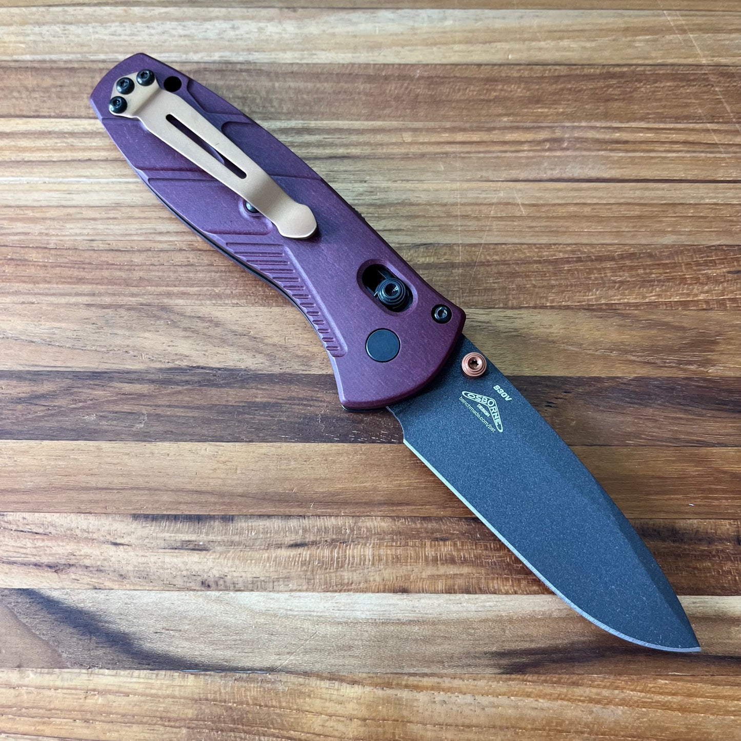Benchmade Mini Barrage 3” Folding Knife w/ Redstone Richlite Handle