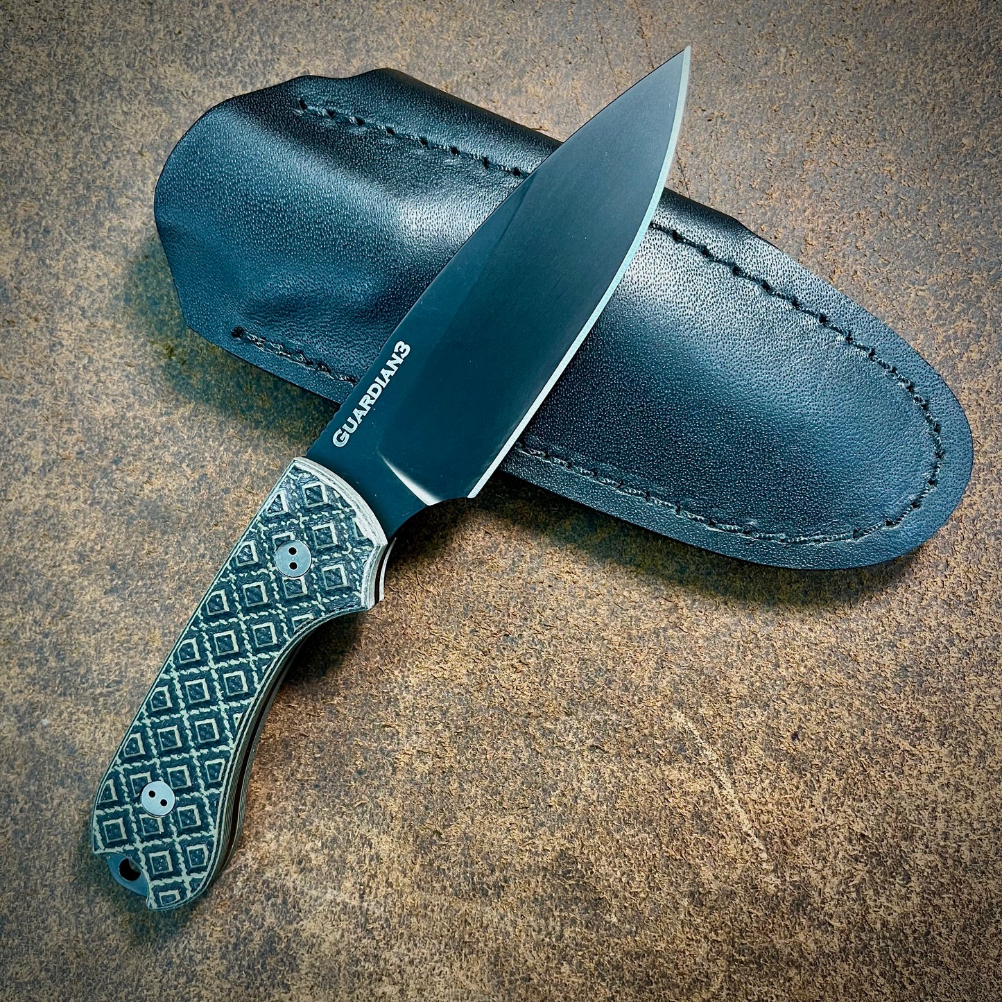 Bradford Knives Guardian 3 M390 Textured OD Green/Black Black DLC Fixed Blade