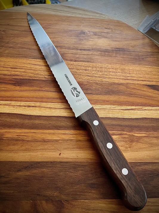 *DISCONTINUED* Victorinox Rosewood 10" Serrated Slicer Knife