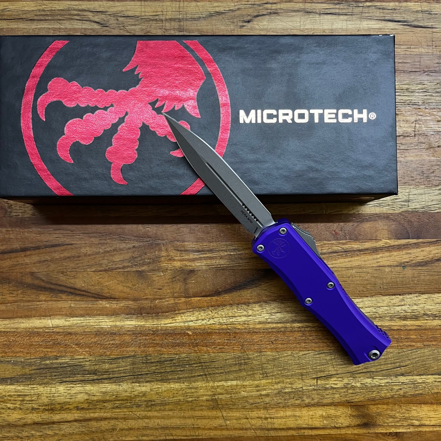 Microtech Hera II Mini 3" Apocalyptic OTF w/ Purple Handle