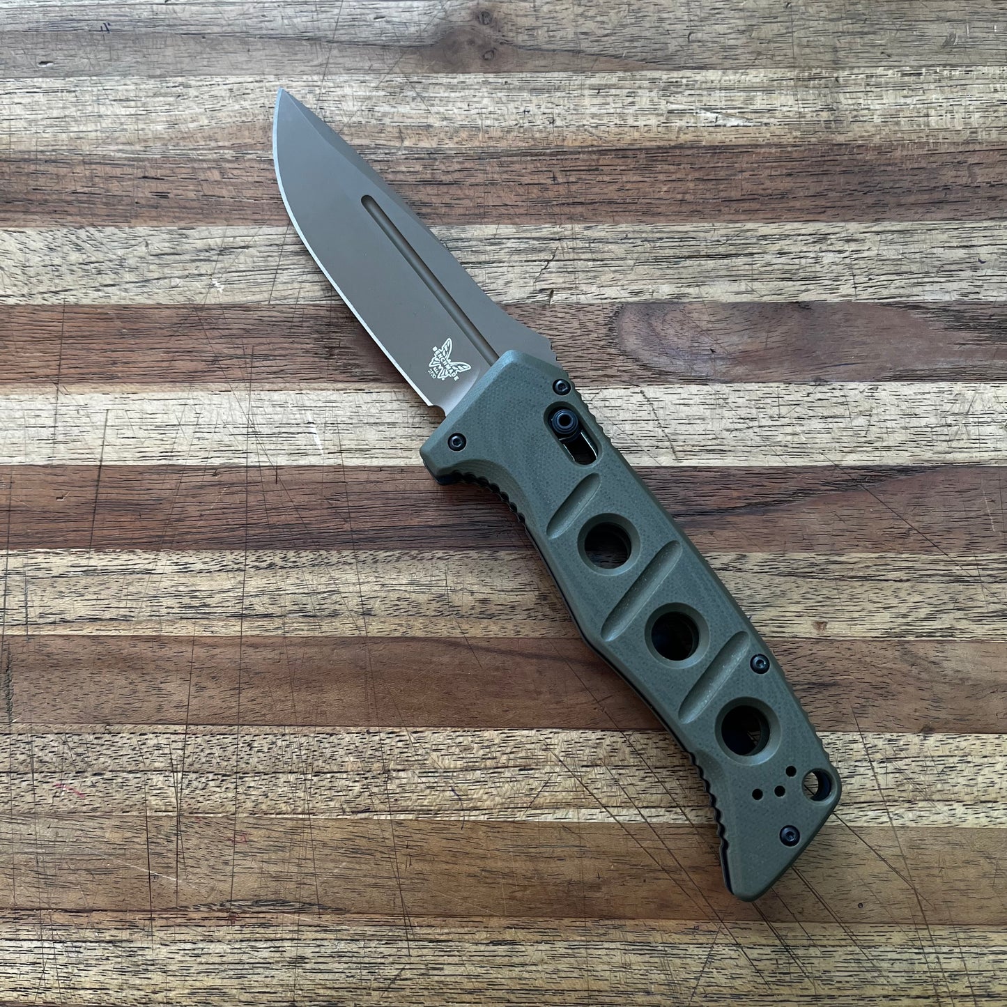 Benchmade Adamas 3.75" Auto w/ OD Green G10 Handle & Nylon Sheath