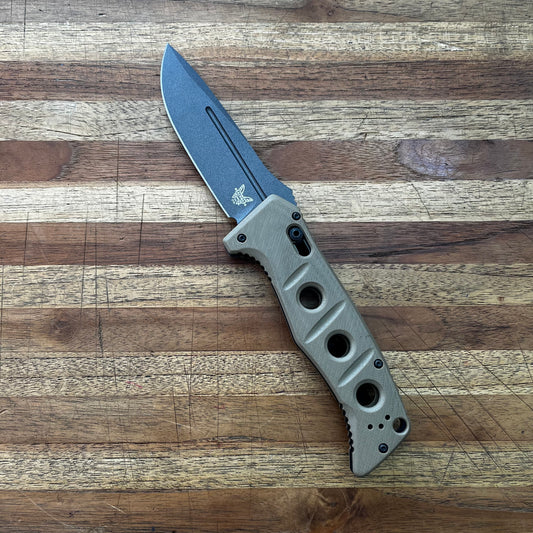 Benchmade Adamas 3.75" Auto w/ Tan G10 Handle & Nylon Sheath