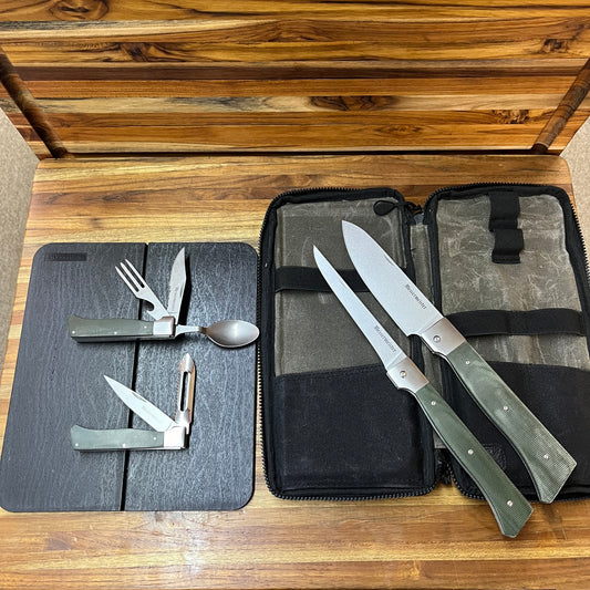 Messermeister Adventure Chef 6pc Set w/ Linen Handles & Folding Cutting Board