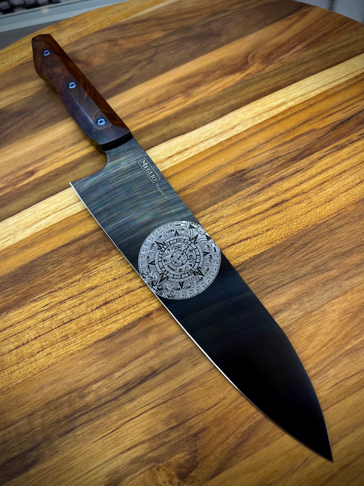 Meglio Semi-Custom 8" DLC Gyuto 2.0 w/ Lasered Mayan & Ironwood Handle