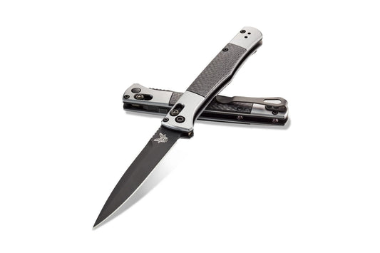 Benchmade Auto Fact 4" Auto w/ Silver Aluminum Handle & Carbon Fiber Inlay