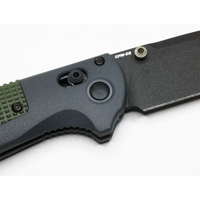 Benchmade Redoubt 3.5" Folding Knife w/ Gray Grivory & Green Grip Inlay
