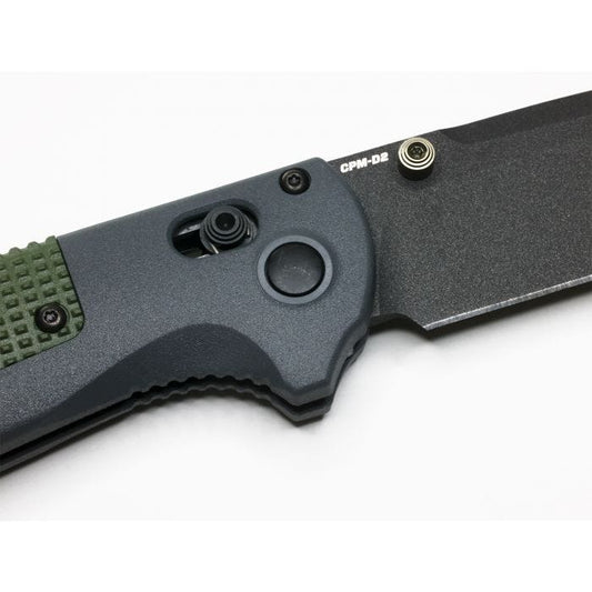 Benchmade Redoubt 3.5" Folding Knife w/ Gray Grivory & Green Grip Inlay