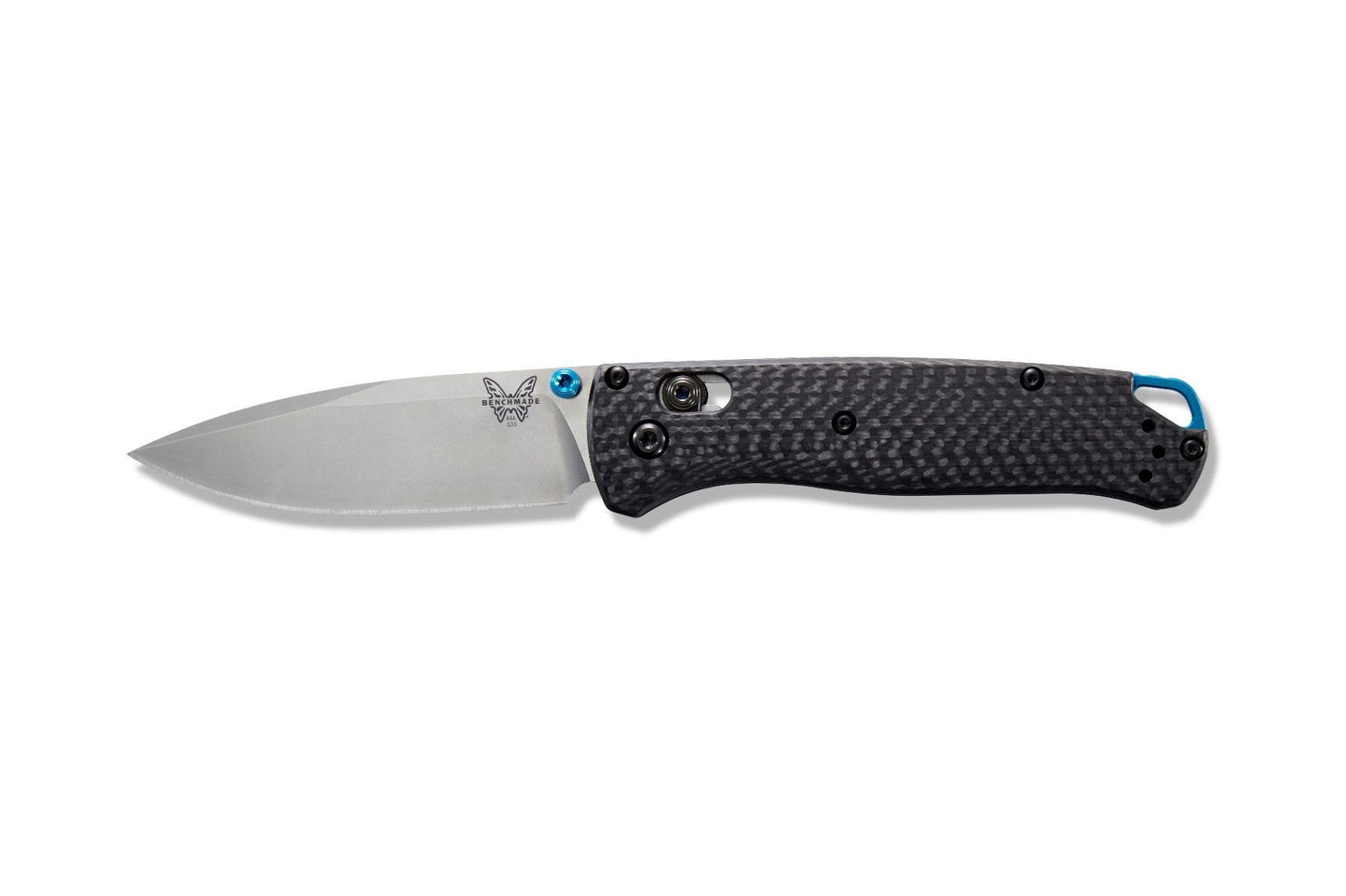 Benchmade Bugout 3.25" Folding Knife w/ Carbon Fiber Handle & Blue Accents