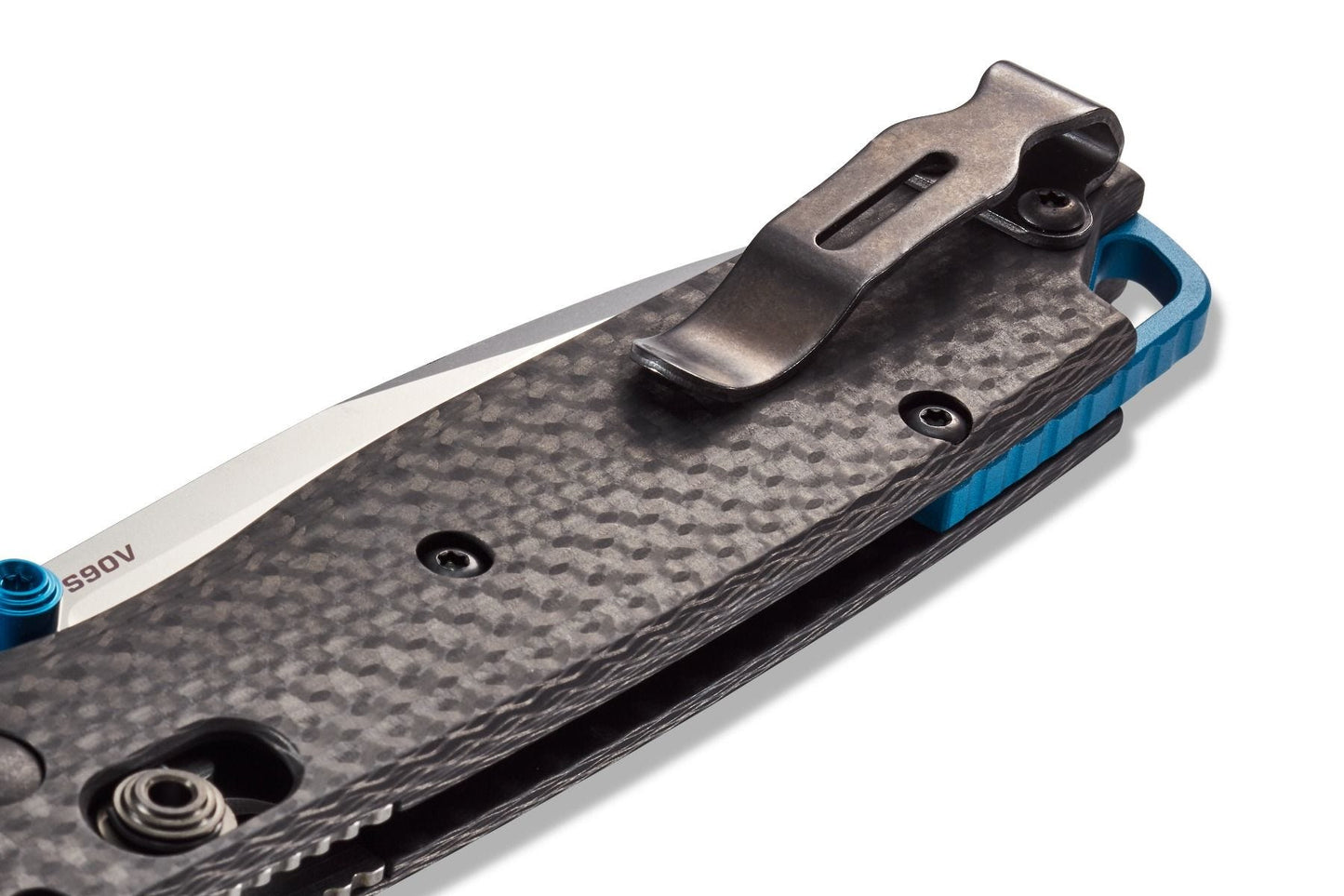 Benchmade Bugout 3.25" Folding Knife w/ Carbon Fiber Handle & Blue Accents