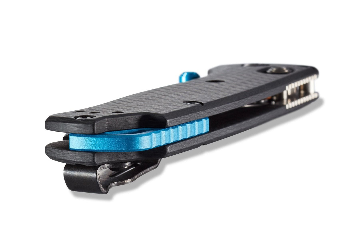 Benchmade Bugout 3.25" Folding Knife w/ Carbon Fiber Handle & Blue Accents