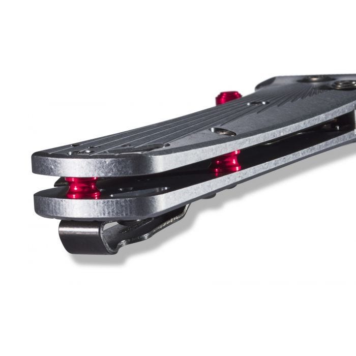 Benchmade Bugout 3.25" Folding Knife w/ Milled Aluminum Handle & Red Spacers