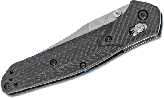 Benchmade Osborne 3.5" Folding Knife w/ Carbon Fiber Handle & Blue Barrel Spacers