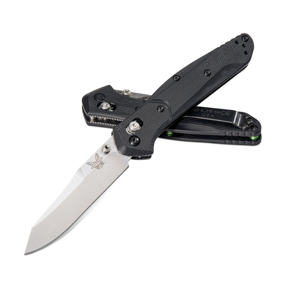 Benchmade Osborne 3.5" Folding Knife w/ Black G10 & Green Barrel Spacers