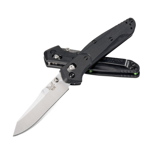 Benchmade Osborne 3.5" Folding Knife w/ Black G10 & Green Barrel Spacers