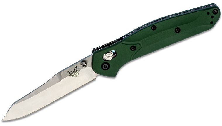 Benchmade Osborne 3.5" Folding Knife w/ Green Aluminum Handle