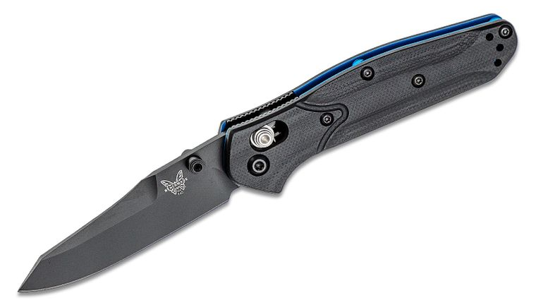 Benchmade Mini Osborne 3" Folding Knife w/ Black Handle & Blue Base Layer