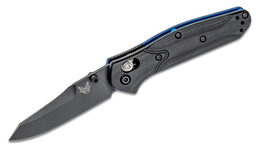 Benchmade Mini Osborne 3" Folding Knife w/ Black Handle & Blue Base Layer