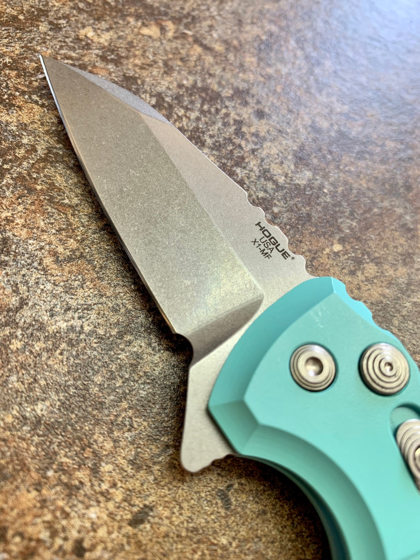 Hogue X1-MicroFlip 2.75" Flipping Knife w/ Aquamarine Aluminum Handle