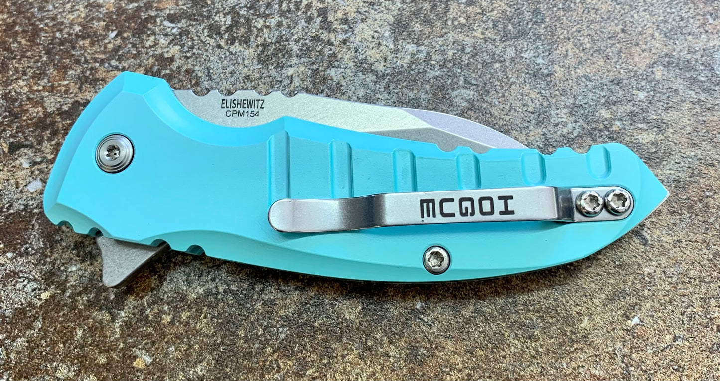 Hogue X1-MicroFlip 2.75" Flipping Knife w/ Aquamarine Aluminum Handle