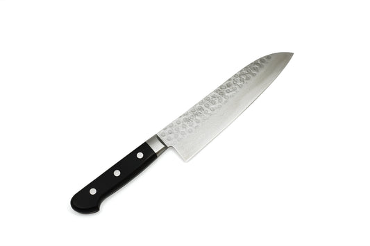 *DISCONTINUED* Kikuichi Warikomi Elite Damascus Tsuchime 180mm (7") Santoku