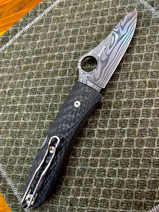 Spyderco C255CFPD Spy Opera Carbon Fiber Damasteel *SPRINT RUN*